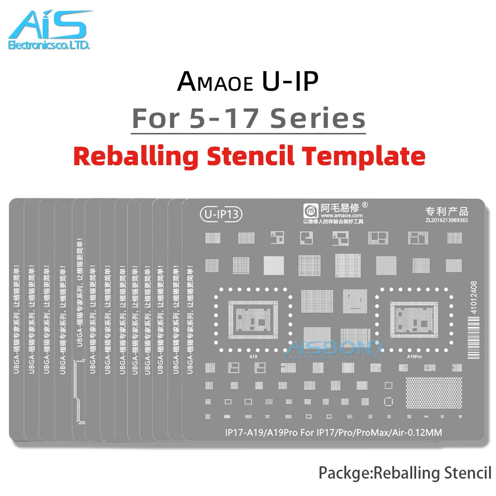 BGA Reballing Stencil For iPhone 17 16 15 Pro Max 14 Plus 11 12 13 X XS XR 8 8P 7 6S 6 A19 A18 A16 A17 A15 A14 A13 A12 A11 CPU