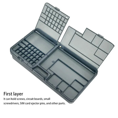 Bright Black Double-layer Electronic Component Storage Box Screw Accessories Organization Phone Repair Motherboard IC Collector