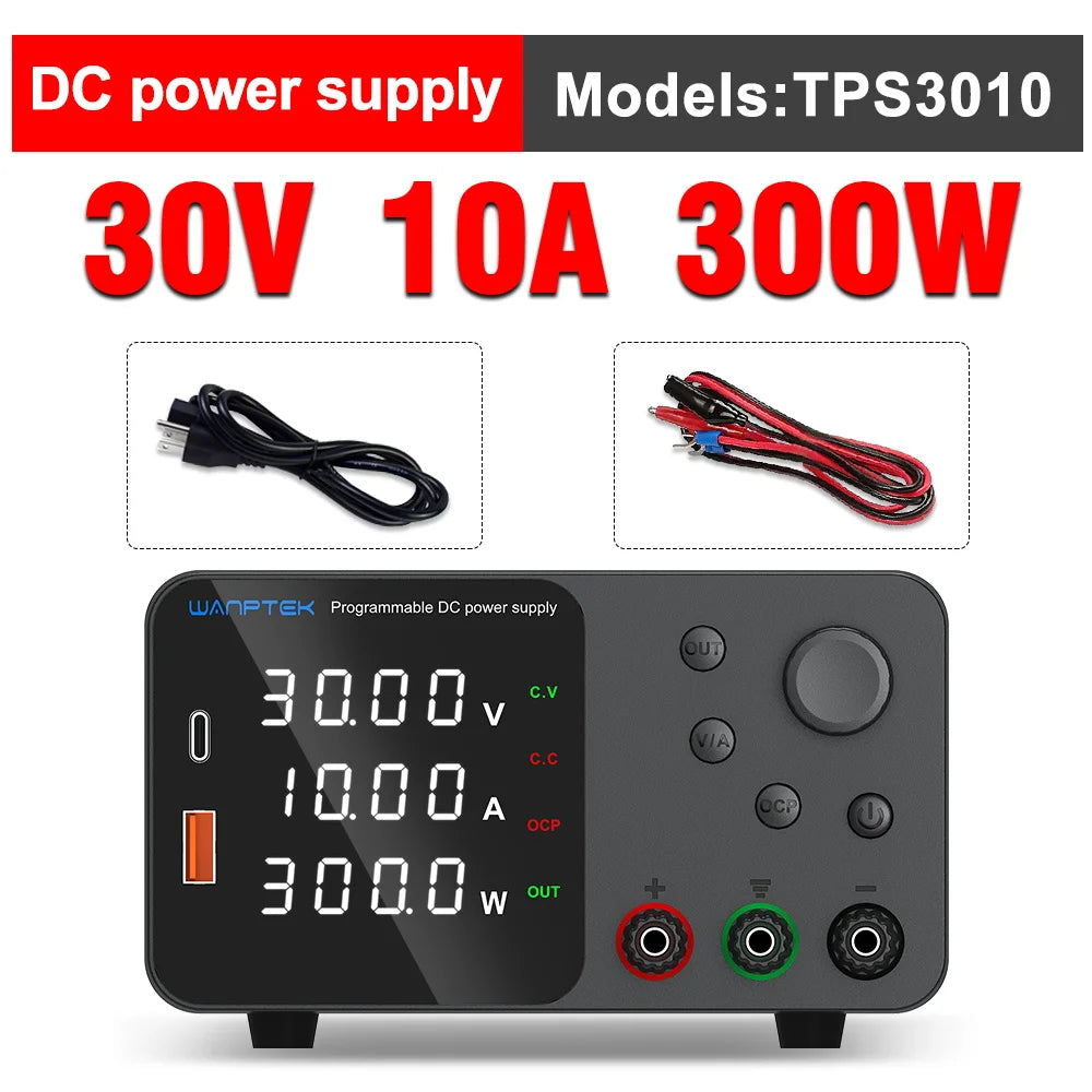 Wanptek Adjustable DC Power Supply 30V 10A 60V 5A Lab Bench Power Source Stabilized Power Supply Voltage Regulator Switch 120V3A